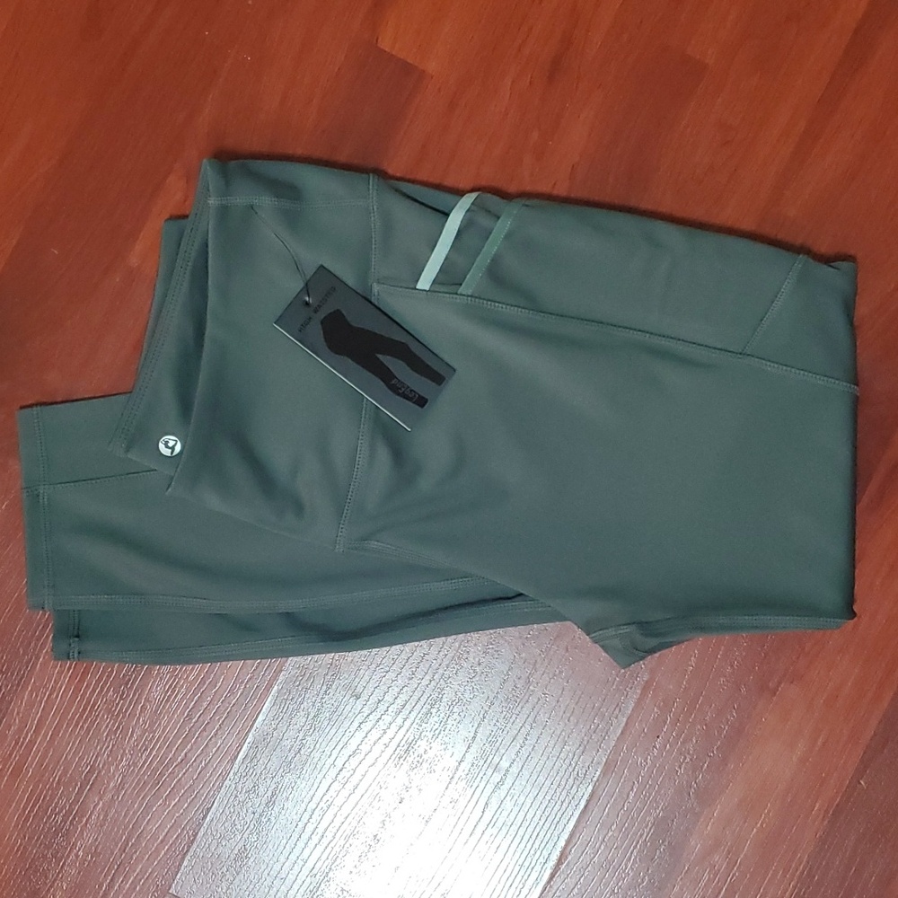 Brand New 3/4 Leggings, Grey-Green Color, Large